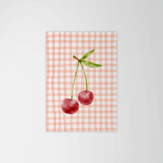 Checkered Cherry Print