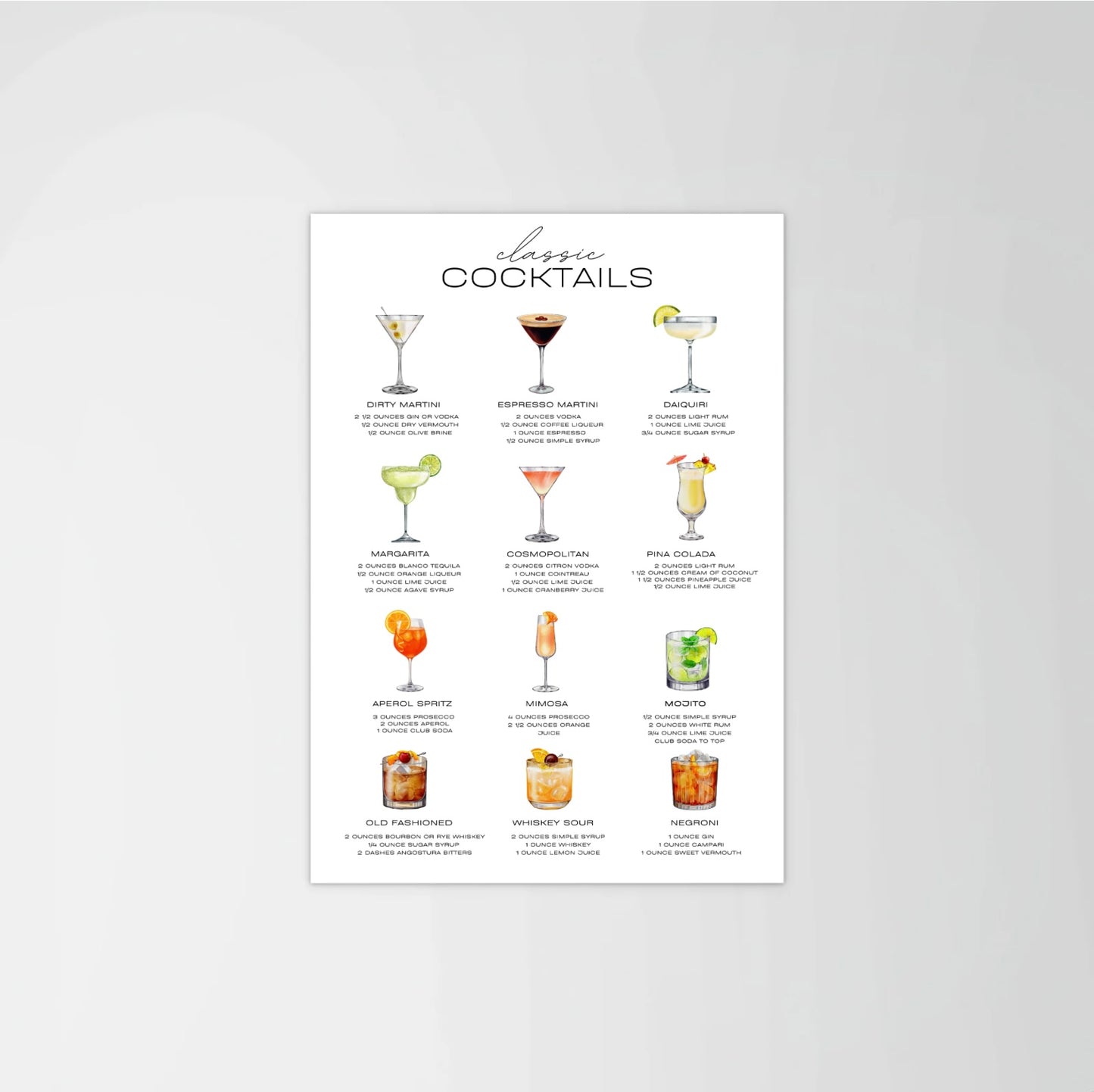Cocktail Ingredients Print