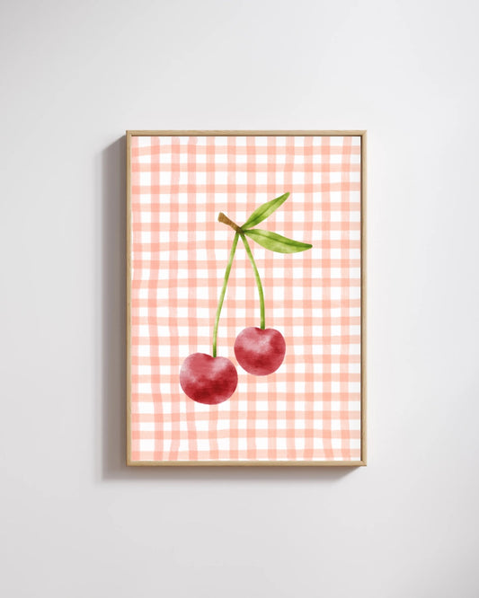 Checkered Cherry Print