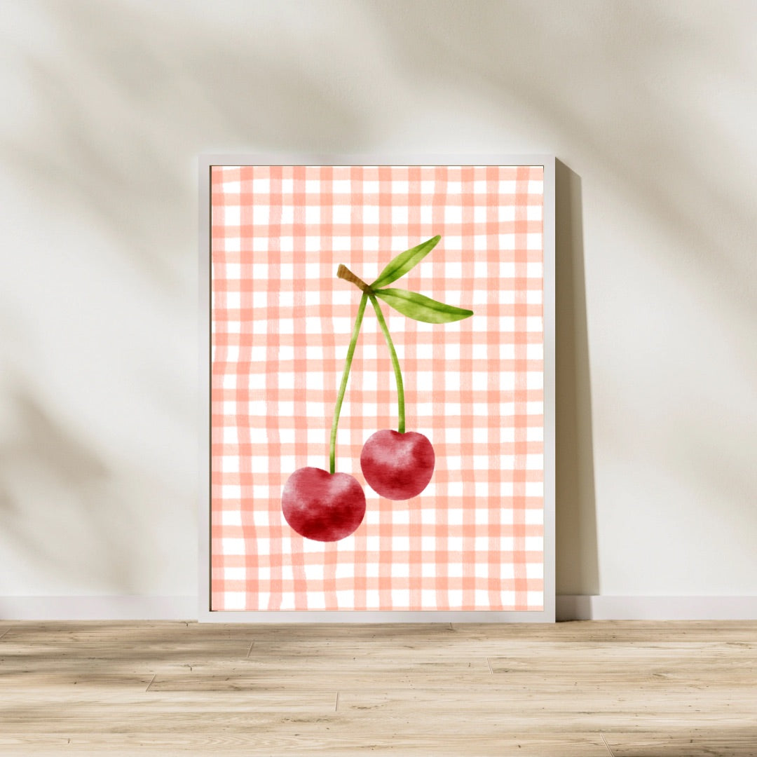 Checkered Cherry Print