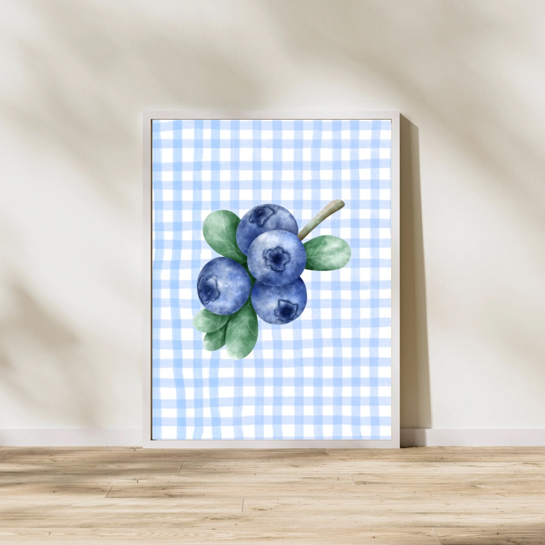 Checkered Blueberry Print
