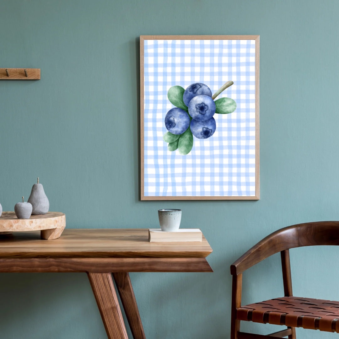 Checkered Blueberry Print