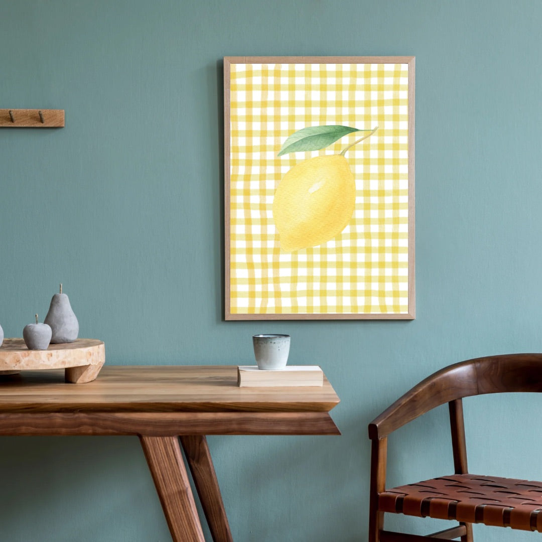 Checkered Lemon Print